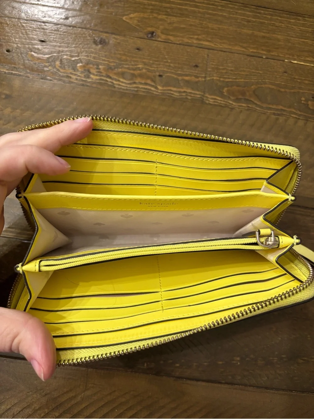 Kate Spade Yellow Pebbled Leather Zip Around Wallet